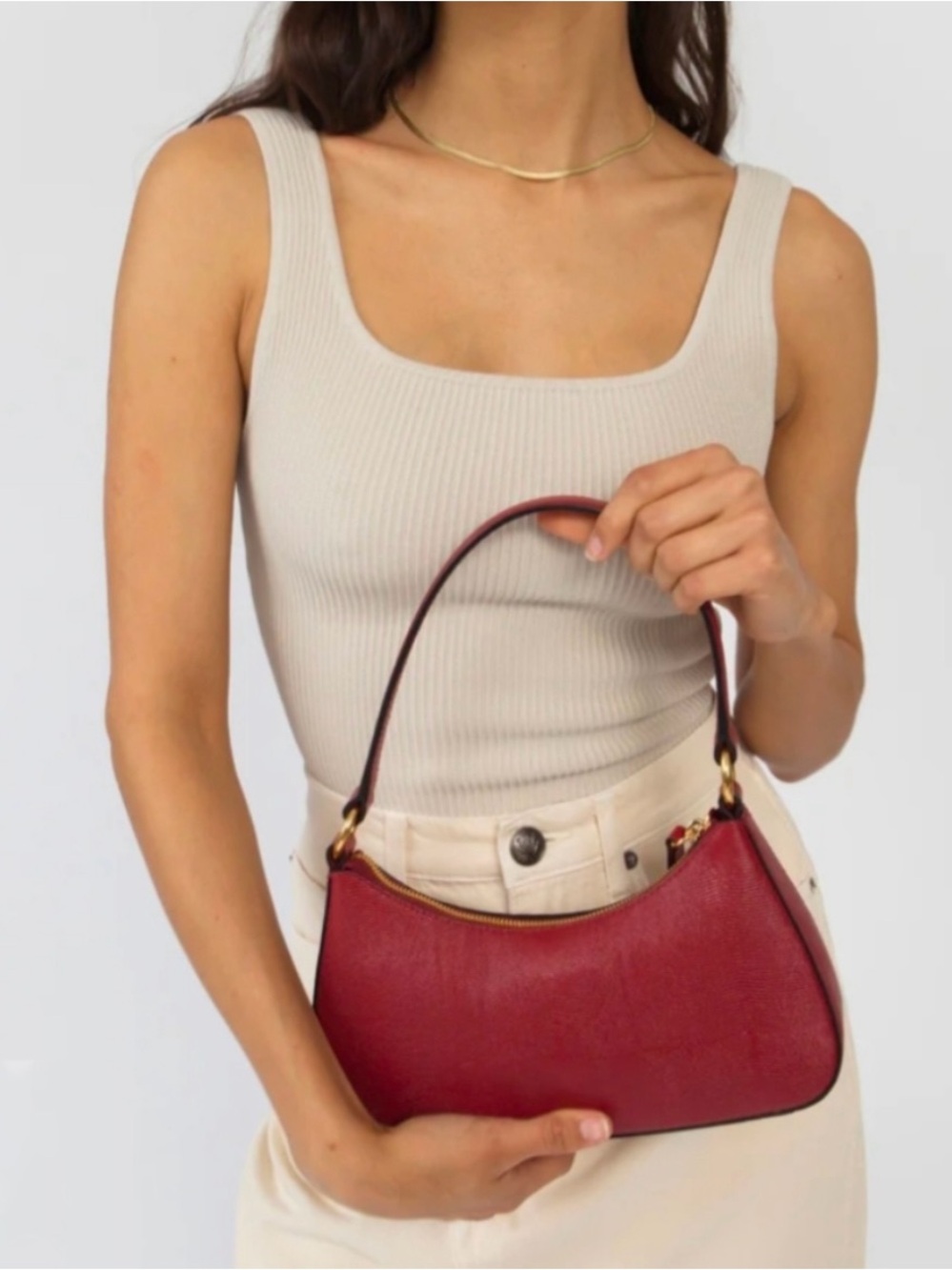 LUXE MINI SHOULDER BAG - CHERRY RED LIZARD